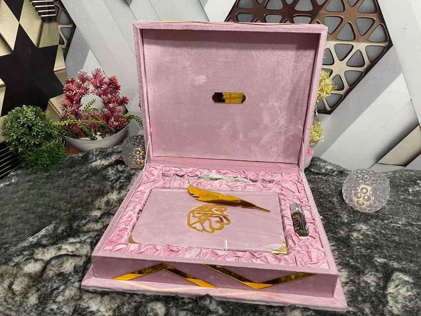 Fancy Bridal Holy Quran-Pink Velvet