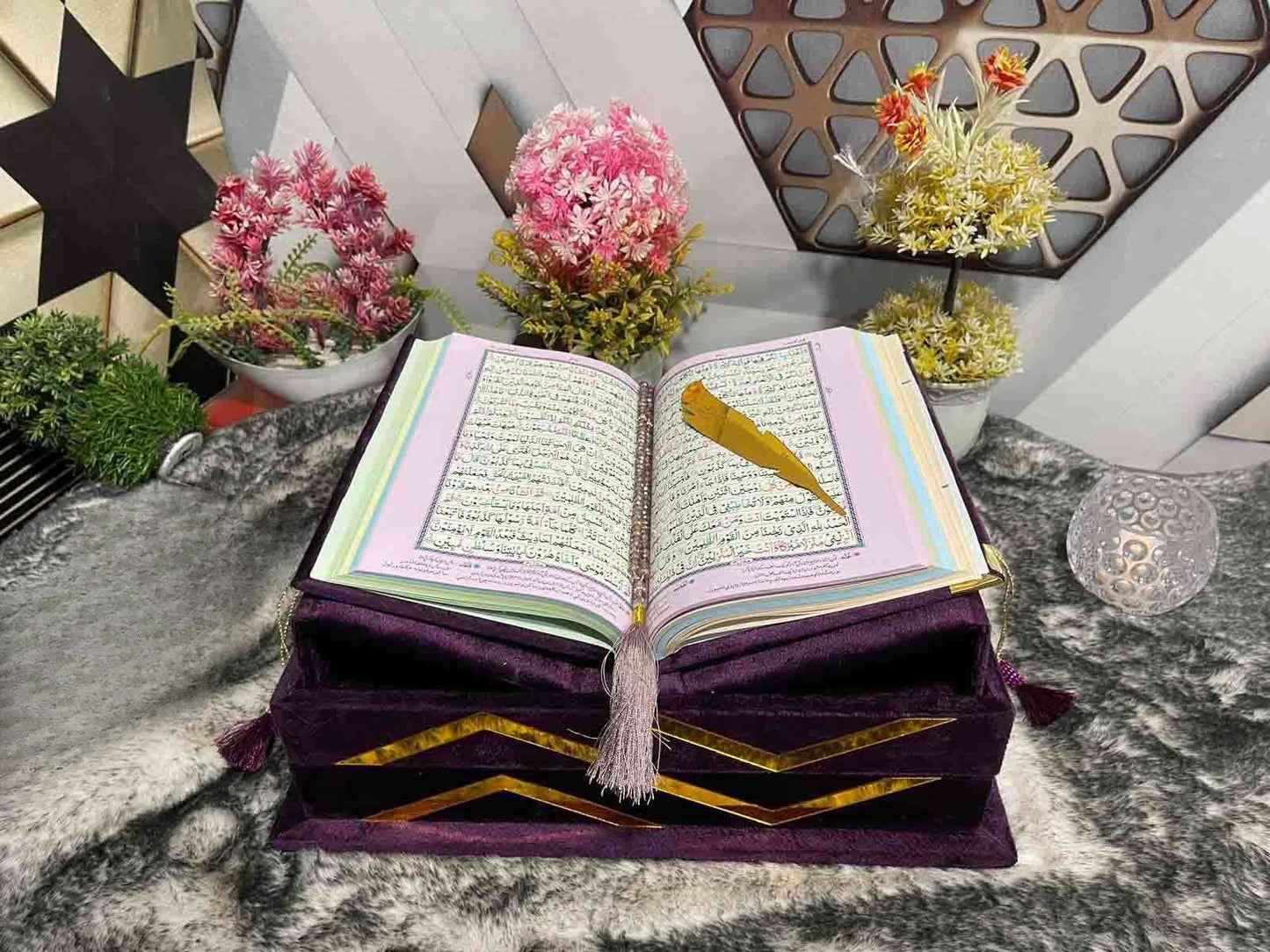 Fancy Bridal Holy Quran-Purple Velvet